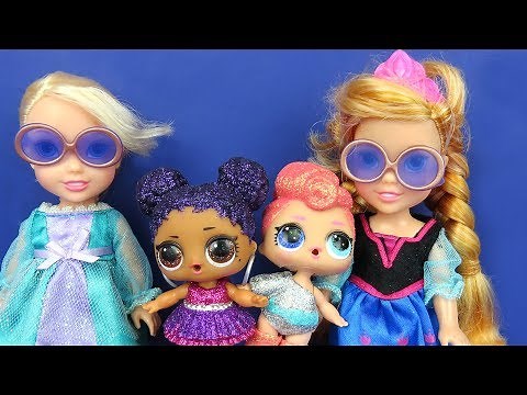 LOL Surprise Dolls ! Elsa and Anna toddlers - Big Fizz balls - Bath - Confetti Pop