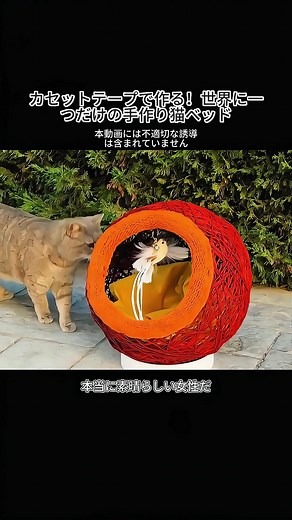 猫ベッドDIY：カセットテープで手作り