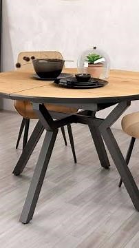 Mesa de comedor redonda extensible Cantábrico
