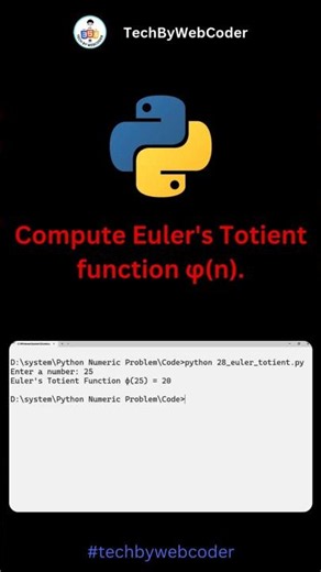 Day 28: Euler's Totient Function Number in Python