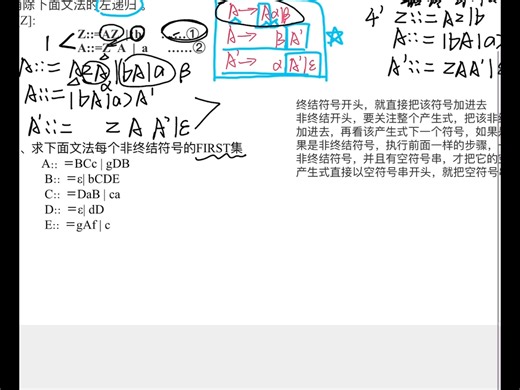 编译原理第四章左递归、first集求解