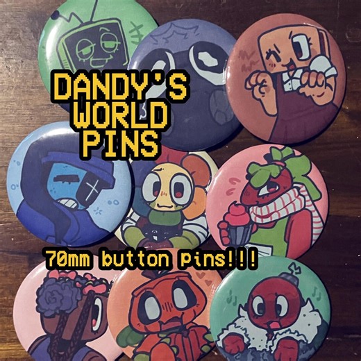 DANDY'S WORLD Main Character 58mm Button Pins!!! - Etsy