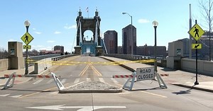 Roebling Bridge repairs begin with scaffolding and nets