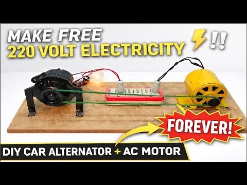 How To Make Free Energy 220 Volt Electricity Forever | Diy Car Alternator + AC Motor