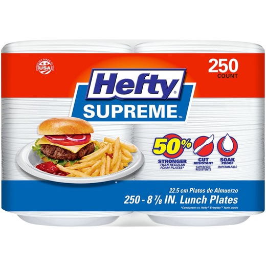 Hefty Supreme Foam Disposable Lunch Plates, 8 7/8", 250 ct. - Samsclub.com