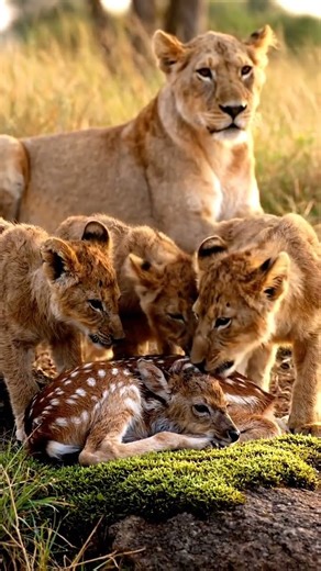 Curious Cubs Meet Tiny Newborn Kitten for the First Time