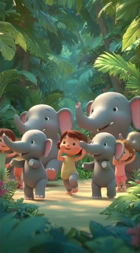 Baby Elephant and Kids Dance |3D Animation #cute #elephantdance