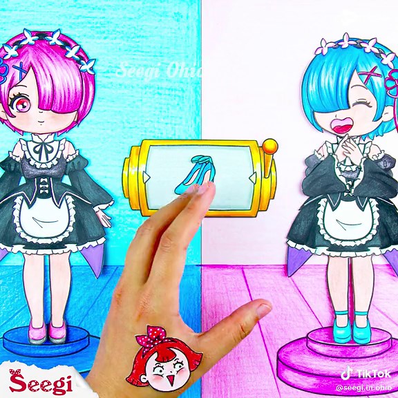 Pink & Blue Challeng with Ram & Rem #yor #challenge #trending #makeup #pinkblue #funny #seegi #foryou #anime