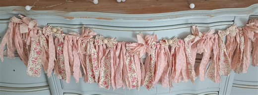 Garland- "lil Bit of Country" Rag Garland, Shabby Chic, Cottage Garland, Romantic Garland, Country, Prairie, French Farmhouse, Farmhouse - Etsy