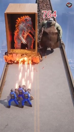 Godzilla vs Fire Zombie Boss 😱 | Ultimate Road Battle | Set 300 #CriticalZone #ZombieWar #Shorts