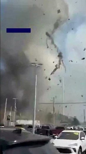Huge gas explosion causes building rubble to fly through the air