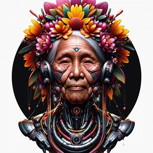 Ancient Futurist Cyborg Grandma, PRINTABLE Wall Art Print | Digital Illustration | Surrealist Portrait | Digital Download | Iartmagic SK-002 - Etsy UK