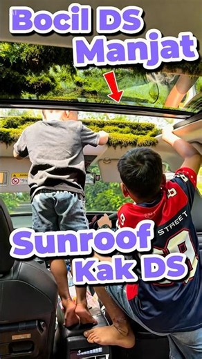 Little DS climbs onto the car sunroof #villagechildren #minivlog #comedy #car