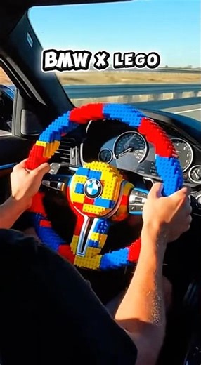 LEGO steering wheel explodes in a real BMW. Total chaos inside the car!#lego #bmw #chaos #carcrash