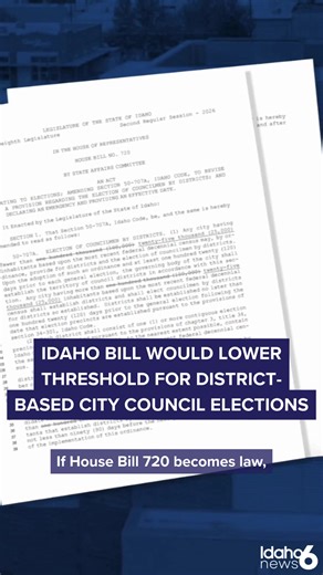 An Idaho bill could reshape how cities like Caldwell elect their city council members, lowering the population threshold for district-based elections from 100,000 to 25,000 residents. Supporters say it strengthens neighborhood representation, but critics warn the change could move too fast and create new challenges for growing communities. Visit the link in our bio for the full story🔗 #IdahoNews6 #NeighborhoodNews #Caldwell #Idaho