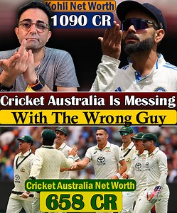 1.2M views · 20K reactions | Virat Kohli Net Worth = 1090 Cr. vs Cricket Australia Net Worth = 656 Cr. Cricket Australia is messing with wrong guy...! . . . #viratkohli #SamKonstas #viratkohlifight #samkonstasbatting #INDvAUS #SteveSmith #klrahul #PatCummins #NathanLyon #jaspritbumrah #RishabhPant #BorderGavaskarTrophy #rohitsharma #shubhmangill #cricketfever #CricketNation #cricketlover #cricketnews #apexsports | Apex Sports | Facebook