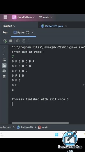 👉 Java Pattern Program ⭐ | Star Pattern Logic Explained Step by Step #coding #learnwithrehan #java