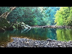 How Use Acrylic For Beautiful River Side Landscape Painting. | Time-Lapsed