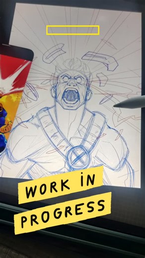 Dominic Oziren Omoarukhe on Instagram: "WIP ⚡️ Rough sketch of Cyclops powering up that super optic blast 👁💥 Still raw, final piece loading… #wip #fanart #cyclops #drawingart #xmen"