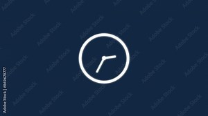 Clock icon flat style and 24 hours timer clock animation.