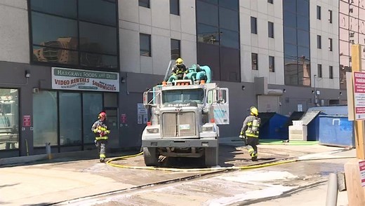 Explosion, fire damages vacuum truck in downtown Winnipeg