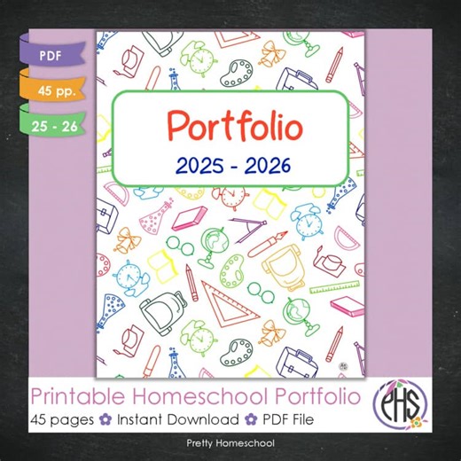 Printable Homeschool Portfolio 2025–2026 / End-of-the-Year Homeschool Report