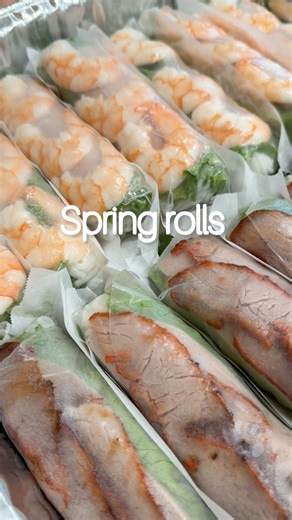 Making BBQ Pork and shrimp spring rolls. Sorry I forgot to record the rolling part but do check out my spring roll tutorial for an example on how to roll: https://youtu.be/8--e16YAmh0 What I used: 8 inch round rice papers (warm water to dip) Green leaf lettuce Rice noodles Bean sprouts Grilled pork Boil shrimp sliced in halves Peanut sauce: peanut butter mixed with water, hoisin sauce, sriracha sauce, and sweet chili sauce. #Spring roll #springrolllovers #DeliciousVibes | Cooking by Zoey