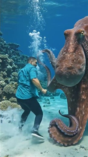 Octopus 🐙 Underwater video of an octopus fighting