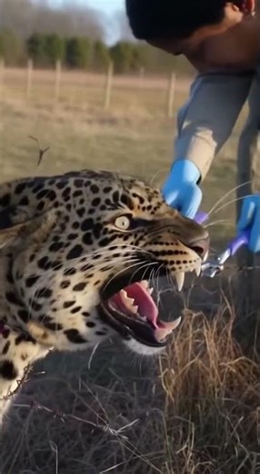 Snarling Leopard Stuck in Barbed Wire – Rangers Step In! 🐆