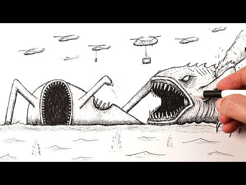 How to Draw an EPIC Sea Monster Battle: Sea Eater vs Giant Monster
