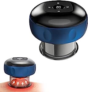 Smart Dynamic Cupping Therapy Set, 12 Level Electric Smart Cupping Set, 3 in 1 Cellulite Massager Gua Sha Massage Tool for Shoulder, Back and Neck, Various Areas of The Body (Blue)