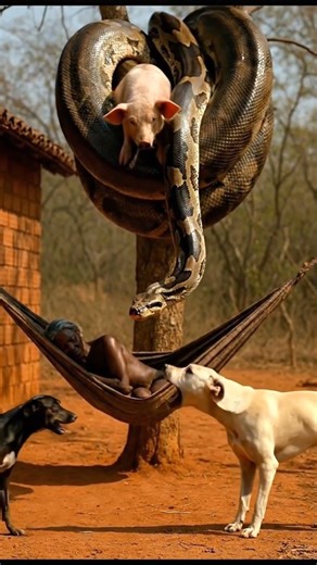 Massive Python vs Protective Dog 😳 Real Wildlife Moment in 8K #wildlife #snake #cinematic #giant