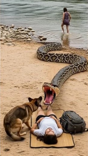 The dog safe woman😱 |#shorts #shortsfeed #giant python #rescue