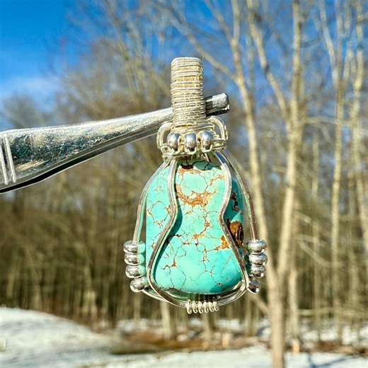 Royston Blue Turquoise Pendant | .925 Sterling Silver | 100% Natural Untreated Stone - Etsy