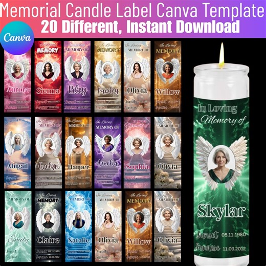 Memorial Candle Label Bundle, Stairway to Heaven RIP Pillar, Funeral Tribute Sticker RIP, Candle Wraps, Remembrance Candle, Digital Download - Etsy