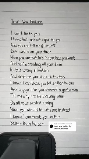Shawn Mendes Treat You Better Karaoke Lyrics