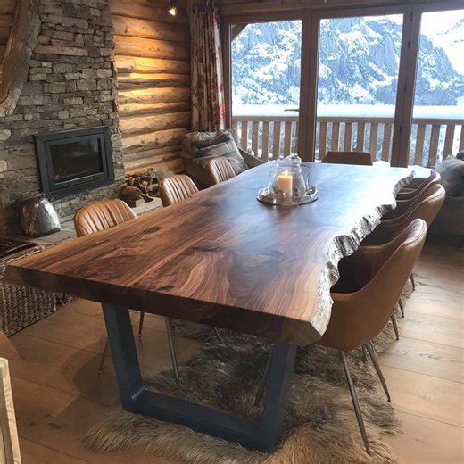 Handmade Walnut Live Edge Dining Table, Custom Rustic Farmhouse Wood Furniture - Etsy