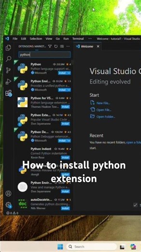 How to install python extension #programming #coding #python #vscode