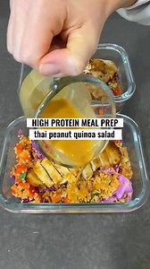 This Thai Peanut Quinoa Salad is perfect for meal prep! 🥗😋 Full recipe in the comments, I hope you love it! 🫶 #mealprep #highprotein #highproteinmealprep #protein #chickenbowl #nourishbowl #healthylunch #healthydinner #easydinner #lunchideas #fitrecipe #highproteinrecipes #recipes #healthyrecipe #proteinrecipe #airfryer #mealprepideas #mealpreplunch #saladdressing #healthydressing #quinoa #quinoasalad #peanutdressing #rainbowsalad #thaiquinoasalad #chickensalad | Claire Hodgins