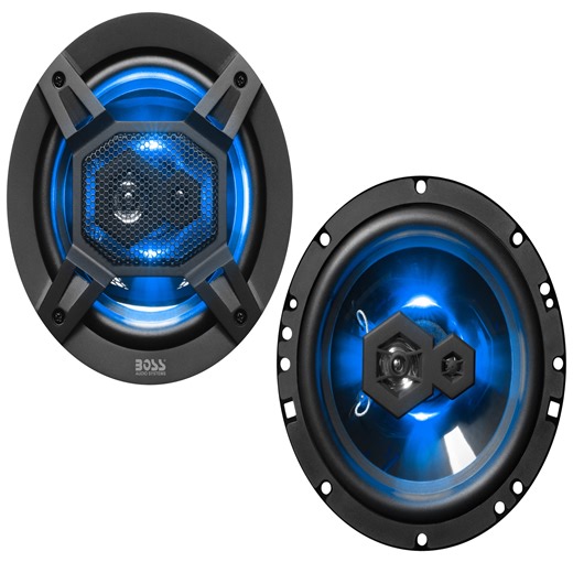 Boss Audio Systems 6.5 Inch Blue LED 300 Watt 3 Way Full Range Speakers, Pair