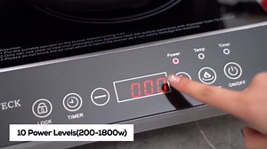 Double Induction Cooktop,1500W/1800W Portable Electric Stove,2 Large 8” Heating Coils,Independent Control,8/10 Temperature & Power Levels,3-hour Timer, Safety Lock