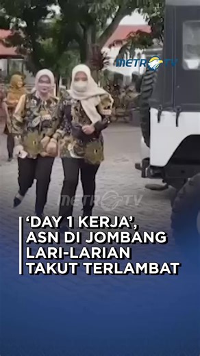 ASN Jombang Berlari Menuju Lapangan Apel Setelah Libur