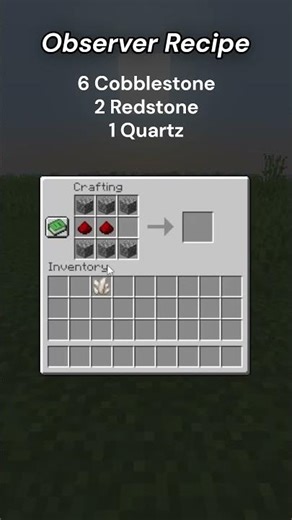 Minecraft Observer Recipe #minecraft #shorts
