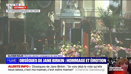 L'hommage du dernier compagnon de Jane Birkin, l'écrivain Olivier Rolin, lors de ses obsèques | BFM People