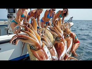 Epic Giant Squid Fishing – Unbelievable Calamar Catch in the Open Sea!