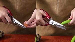 HUUSK Kitchen Scissors for Food - Stainless Steel Kitchen Shears, Sharp Red Meat Scissors Dishwasher Safe, Heavy Duty Poultry Shears, Japanese Cooking Scissor for Chicken, Christmas Gift for Men Women