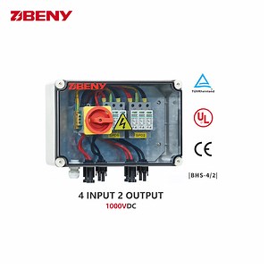 [Hot Item] Beny 4 in 2 out 1000V IP66 Combiner Box 50A DC PV Combiner Box 4 String with 5 Years Warranty CE TUV UL