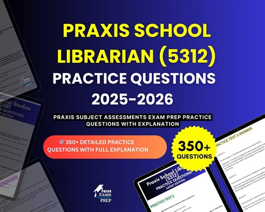 Praxis School Librarian (5312) Practice Questions 2025-2026 | Praxis Subject Assessments Exam | Test Prep Study Guide PDF | Digital Download - Etsy