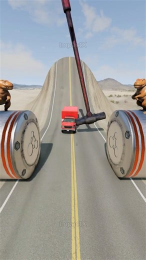 🚨 Ambulance Van 🆚 Bollards Crush & Hammer🤯🔥- BeamNG.Drive