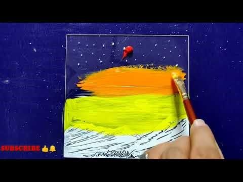 Easy Glass Painting Ideas/ Acrylic Painting Tutorial Step by step drawing/ Poster Colour Painting